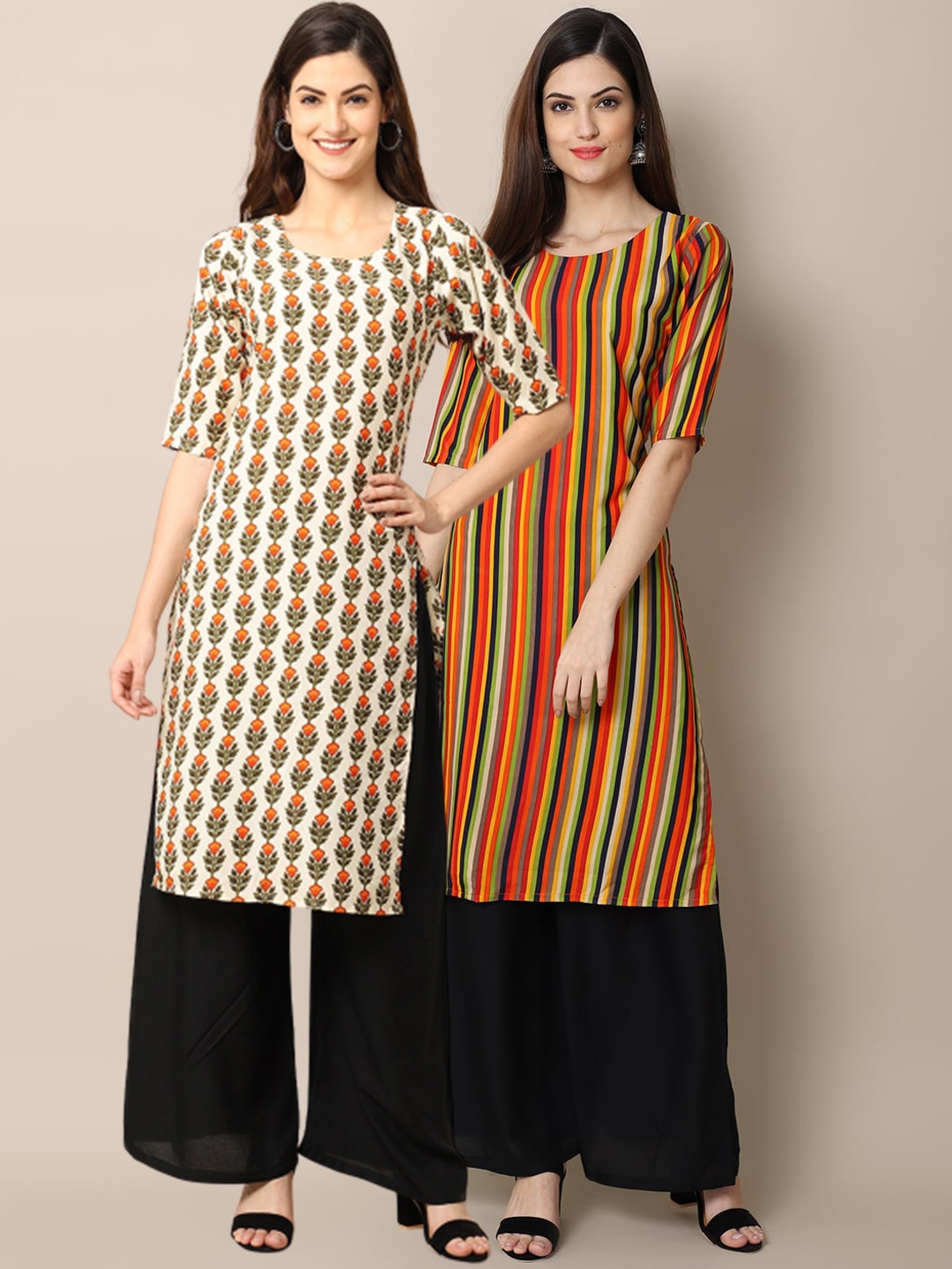 Ethnic basket Women Orange & Cream Geometric Printed Block Print Crepe Kurta Pack of 2
Ethnic basket Women Orange & Cream Geometric Printed Block Print Crepe Kurta Pack of 2