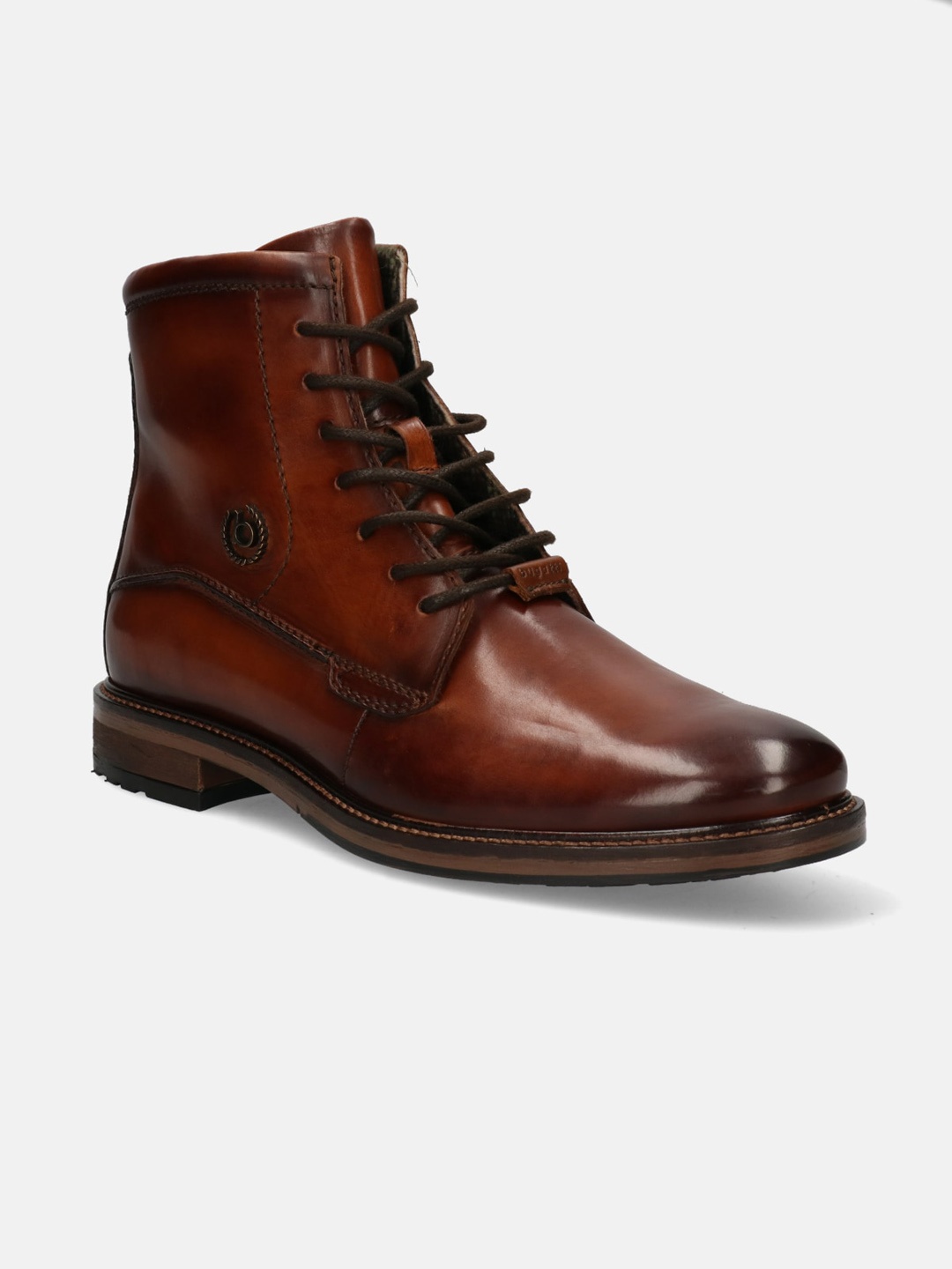 Bugatti Men Tan Brown Solid Leather Regular Boots