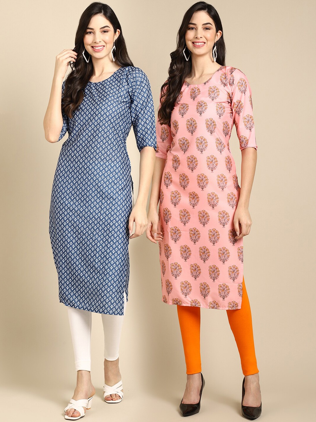 Ethnic basket Women Pack Of 2 Blue & Pink Ethnic Motifs Printed Block Print Crepe Kurta
Ethnic basket Women Pack Of 2 Blue & Pink Ethnic Motifs Printed Block Print Crepe Kurta