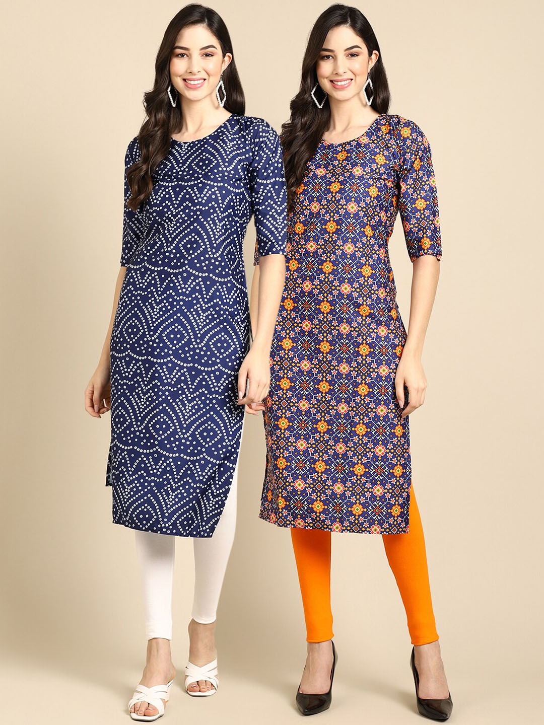Ethnic basket Women Pack of 2 Navy Blue & Orange Ethnic Motifs Printed Crepe Kurtas
Ethnic basket Women Pack of 2 Navy Blue & Orange Ethnic Motifs Printed Crepe Kurtas