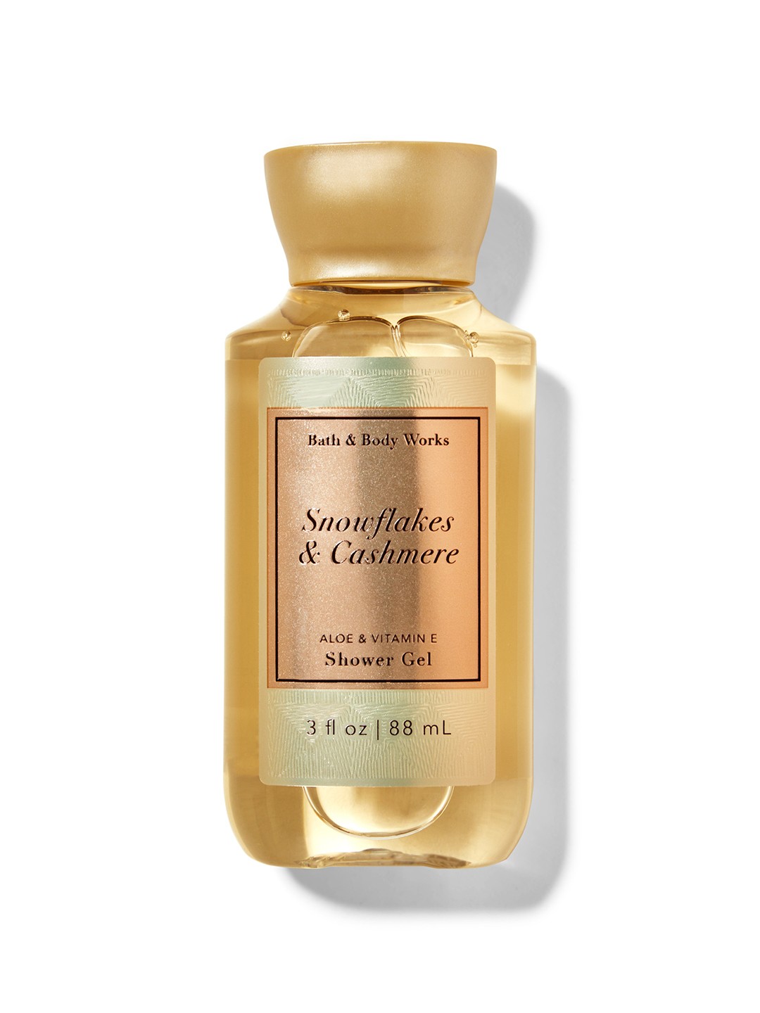 Bath & Body Works Snowflakes & Cashmere Shower Gel with Aloe & Vitamin E - 88 ml, Gold
Bath & Body Works Snowflakes & Cashmere Shower Gel with Aloe & Vitamin E - 88 ml, Gold
