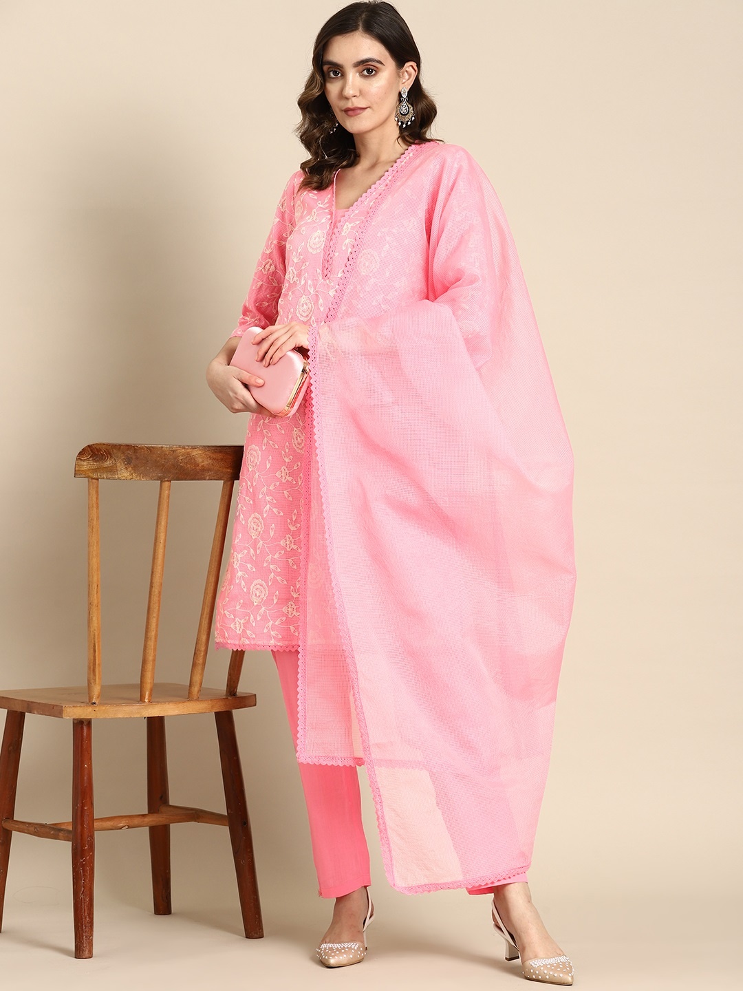 all about you Women Floral Embroidered Regular Kurta with Trousers & Dupatta, Pink
all about you Women Floral Embroidered Regular Kurta with Trousers & Dupatta, Pink