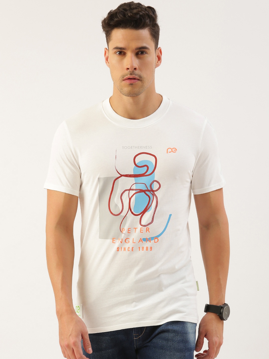 Peter England Better Jeans Company Undyed Printed Pure Cotton Slim Fit T-shirt, White
Peter England Better Jeans Company Undyed Printed Pure Cotton Slim Fit T-shirt, White