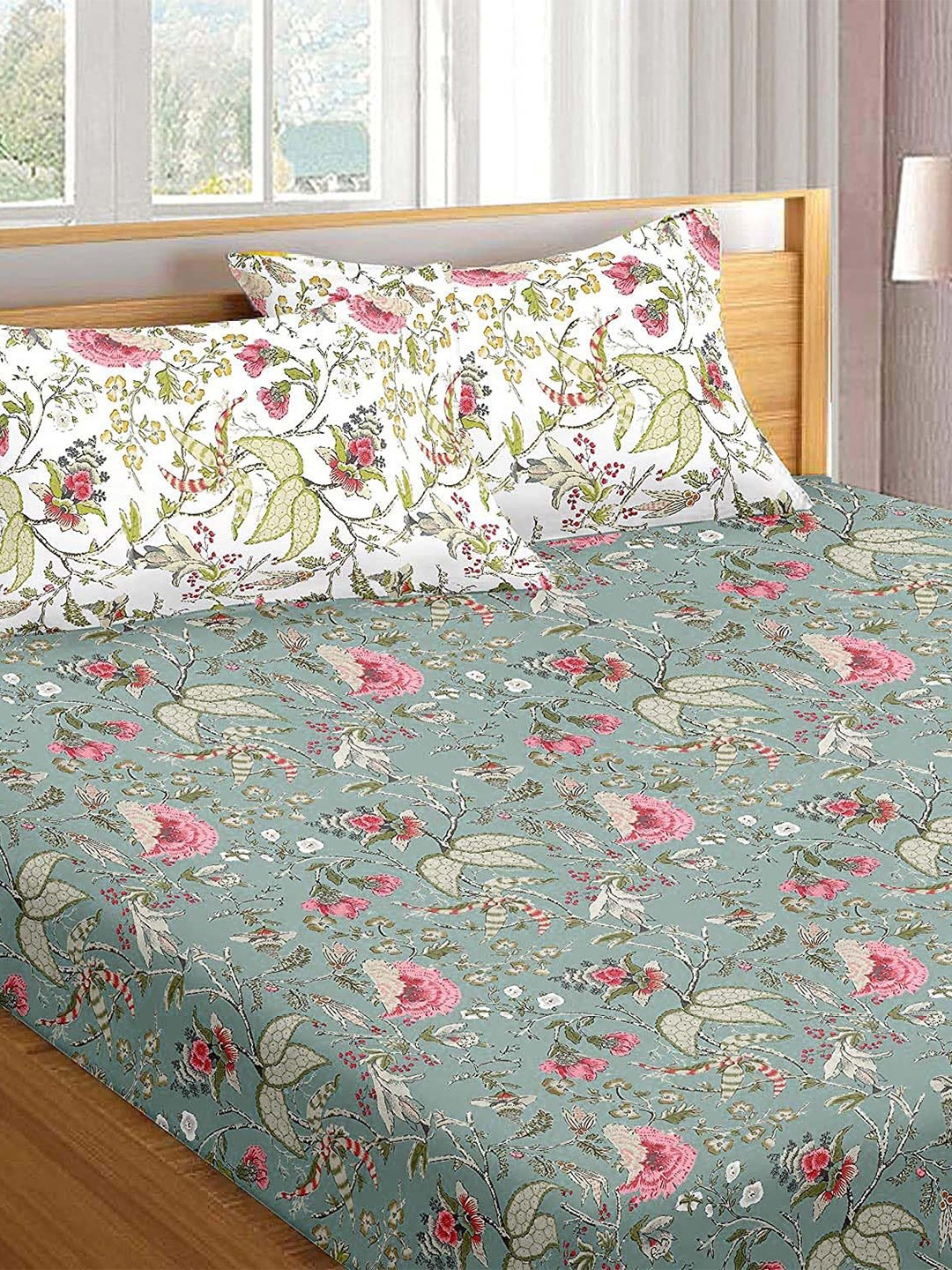 Trance Home Linen White & Green Floral 180 TC Cotton King Bedsheet with 2 Pillow Covers
Trance Home Linen White & Green Floral 180 TC Cotton King Bedsheet with 2 Pillow Covers