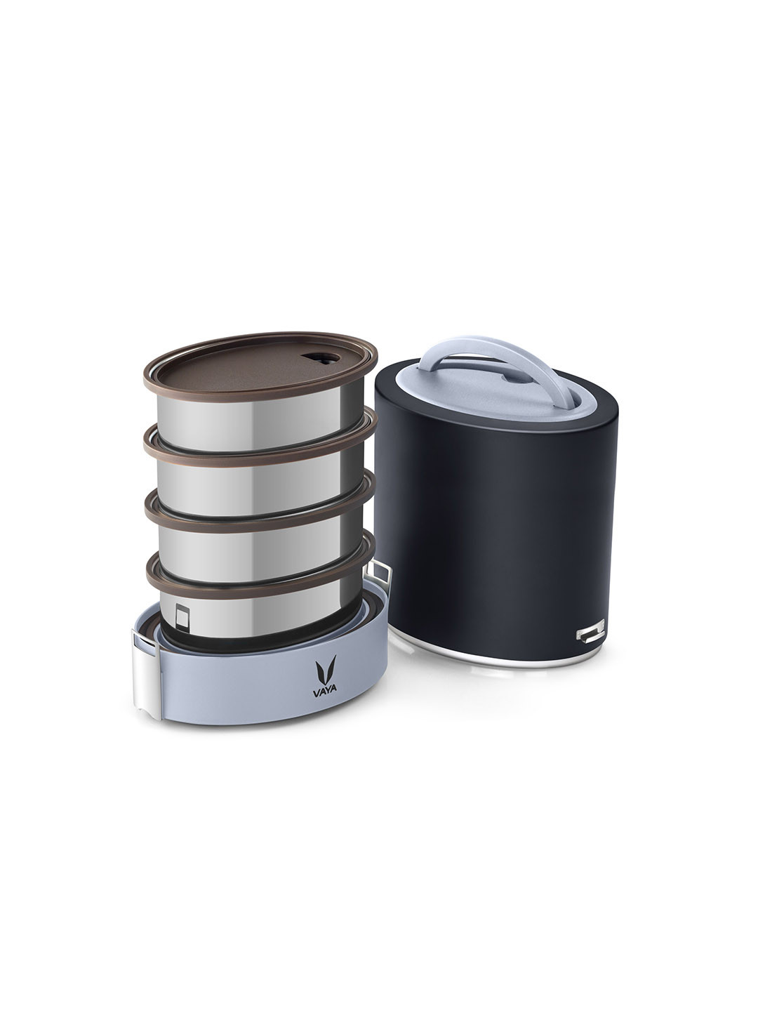 Vaya Black & Silver Solid Click It Stainless Steel Four Piece Lunch Box 1.3L
Vaya Black & Silver Solid Click It Stainless Steel Four Piece Lunch Box 1.3L