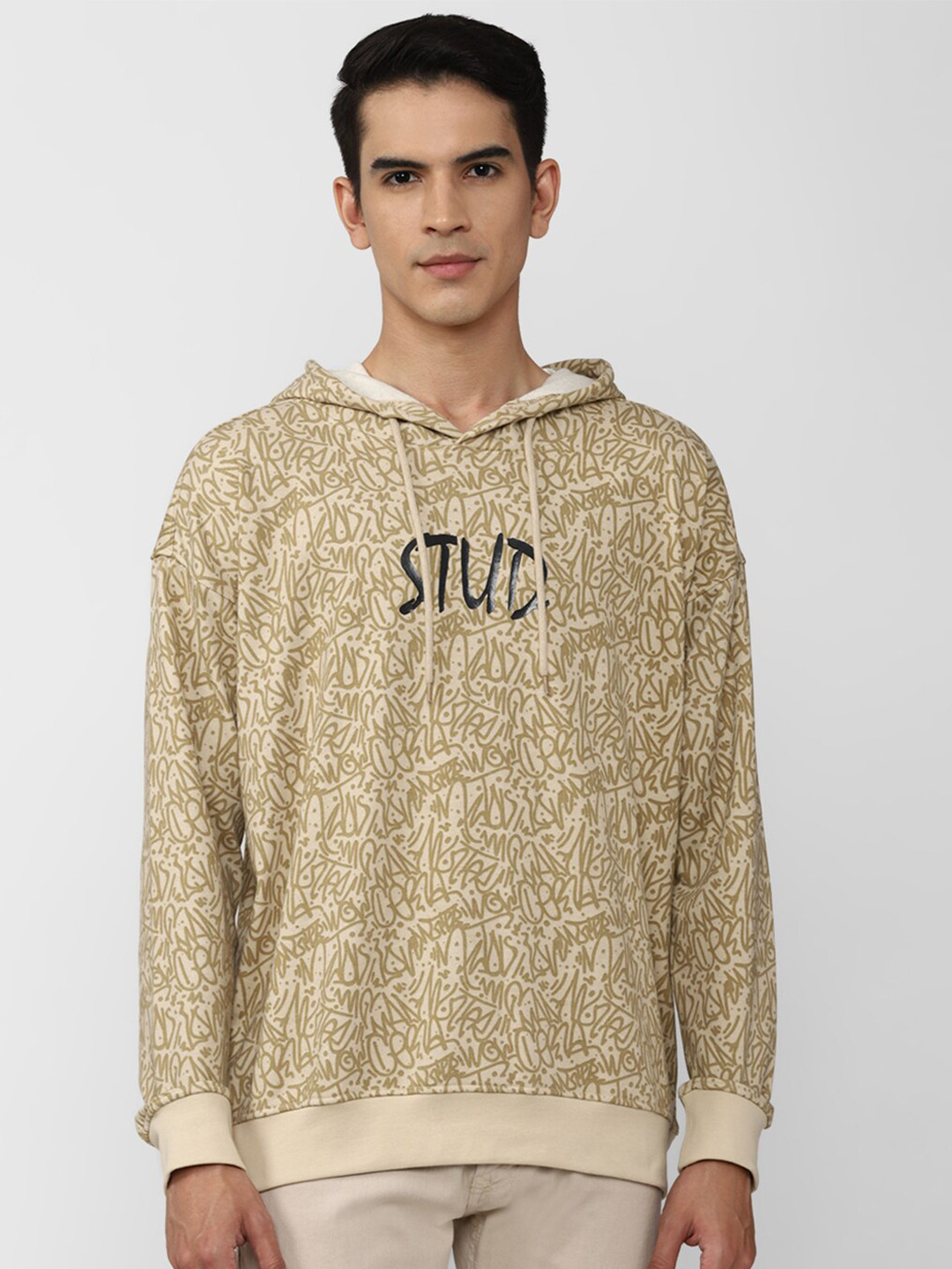 FOREVER 21 Men Beige Cotton Printed Hooded Sweatshirt 
FOREVER 21 Men Beige Cotton Printed Hooded Sweatshirt