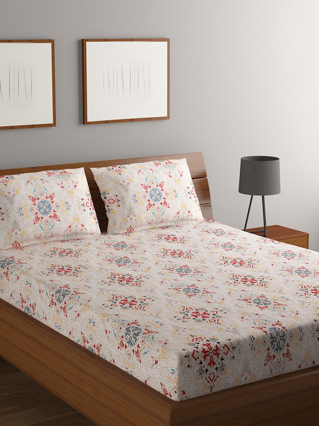 BOMBAY DYEING White & Red Ethnic Motifs 180 TC Pure Cotton King Bedsheet & 2 Pillow Covers
BOMBAY DYEING White & Red Ethnic Motifs 180 TC Pure Cotton King Bedsheet & 2 Pillow Covers