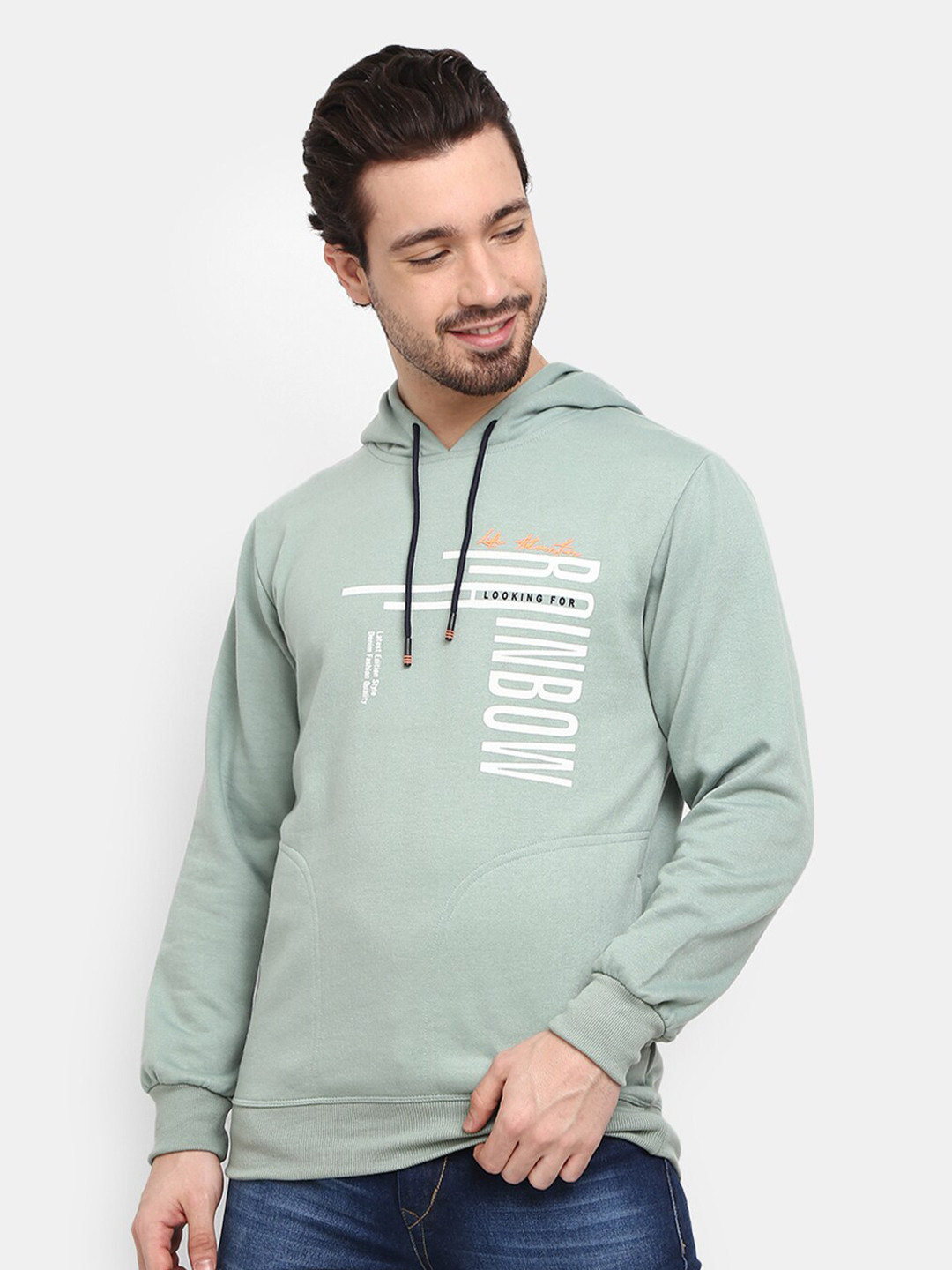 V-Mart Men Sea Green Typography Printed Hooded Sweatshirt
V-Mart Men Sea Green Typography Printed Hooded Sweatshirt