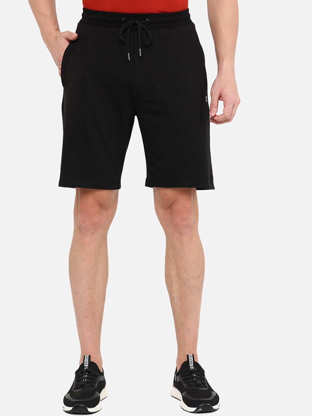 JADE BLUE Men Black Cotton Training Sports Shorts