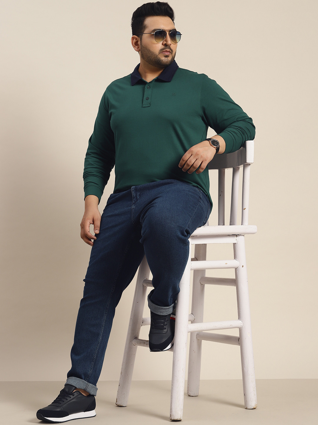 Sztori Plus Size Solid Polo Collar T-shirt, Green
Sztori Plus Size Solid Polo Collar T-shirt, Green