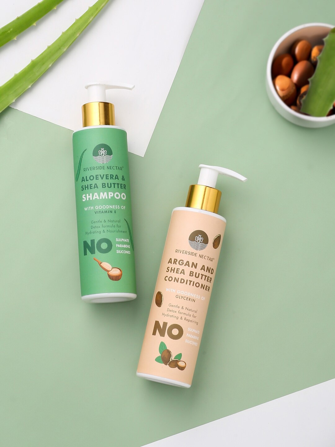 Riverside Nectar Set of Aloevera-Shea Shampoo & Argan-Shea Conditioner - 200 ml each, Green
Riverside Nectar Set of Aloevera-Shea Shampoo & Argan-Shea Conditioner - 200 ml each, Green
