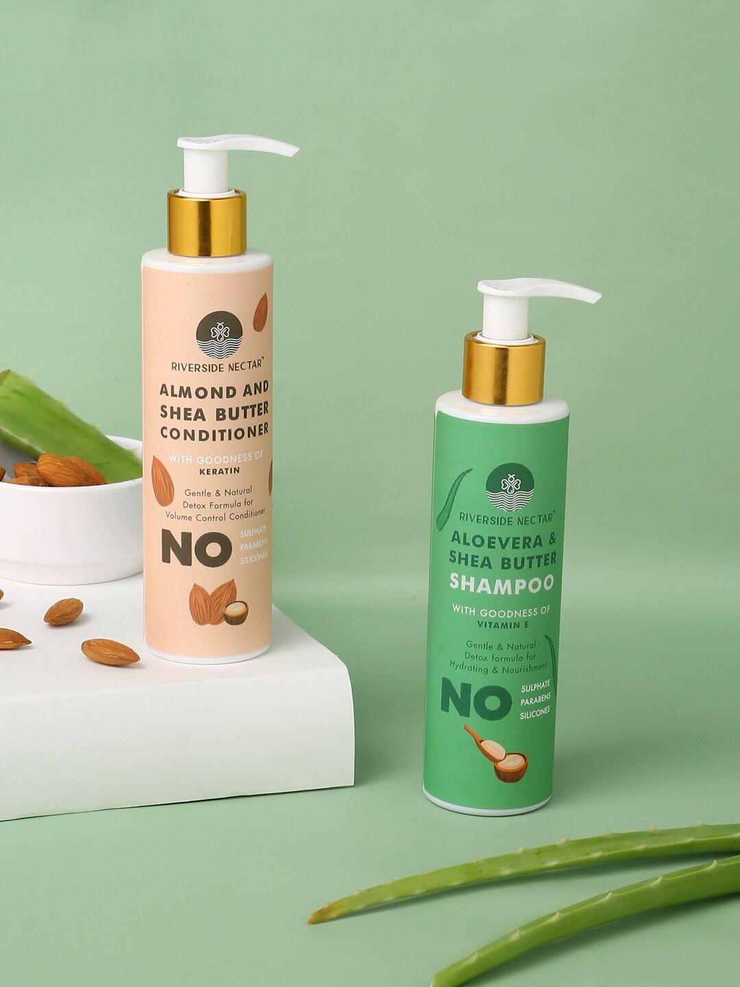Riverside Nectar Set of Aloe-Vera with Vitamin E Shampoo & Almond with Keratin Volume Control Conditioner, Brown
Riverside Nectar Set of Aloe-Vera with Vitamin E Shampoo & Almond with Keratin Volume Control Conditioner, Brown