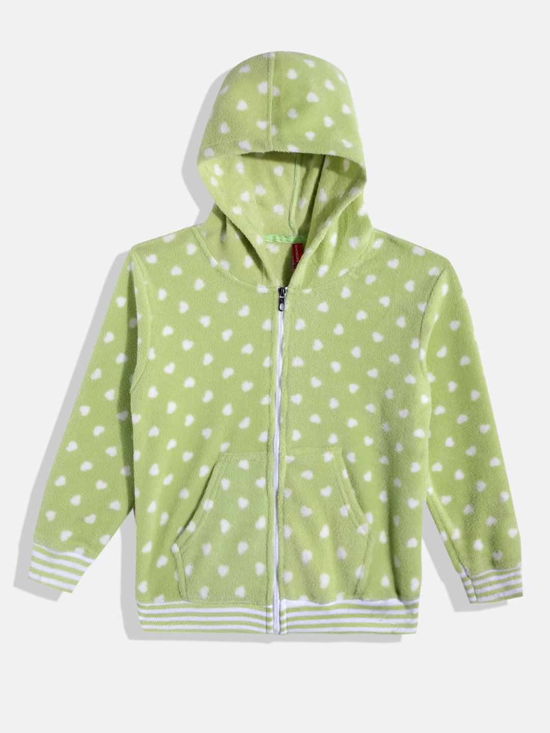 GAME BEGINS Girls Polka Dots Printed Premium Cotton Hooded Front-Open Sweatshirt, Green
GAME BEGINS Girls Polka Dots Printed Premium Cotton Hooded Front-Open Sweatshirt, Green