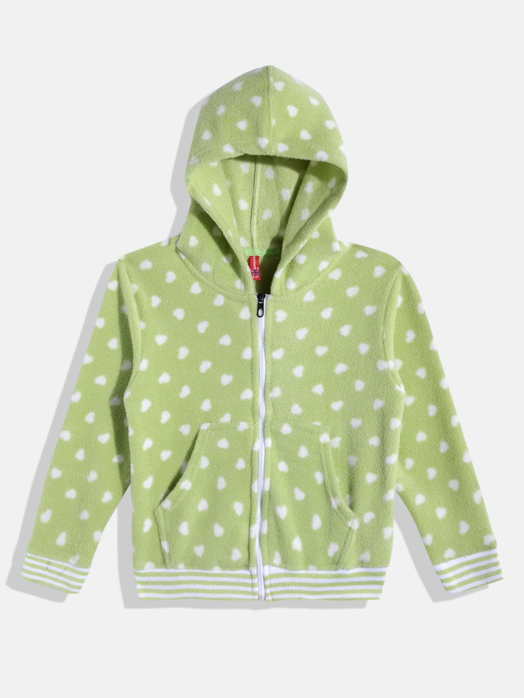 GAME BEGINS Girls Polka Dots Printed Premium Cotton Hooded Front-Open Sweatshirt, Green
GAME BEGINS Girls Polka Dots Printed Premium Cotton Hooded Front-Open Sweatshirt, Green