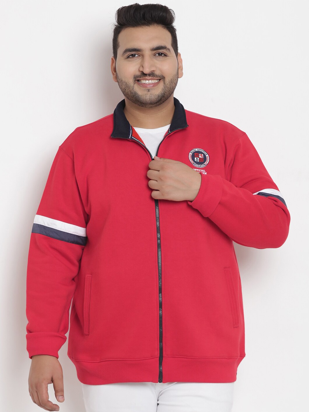 John Pride Plus Size Men Red Solid Sweatshirt