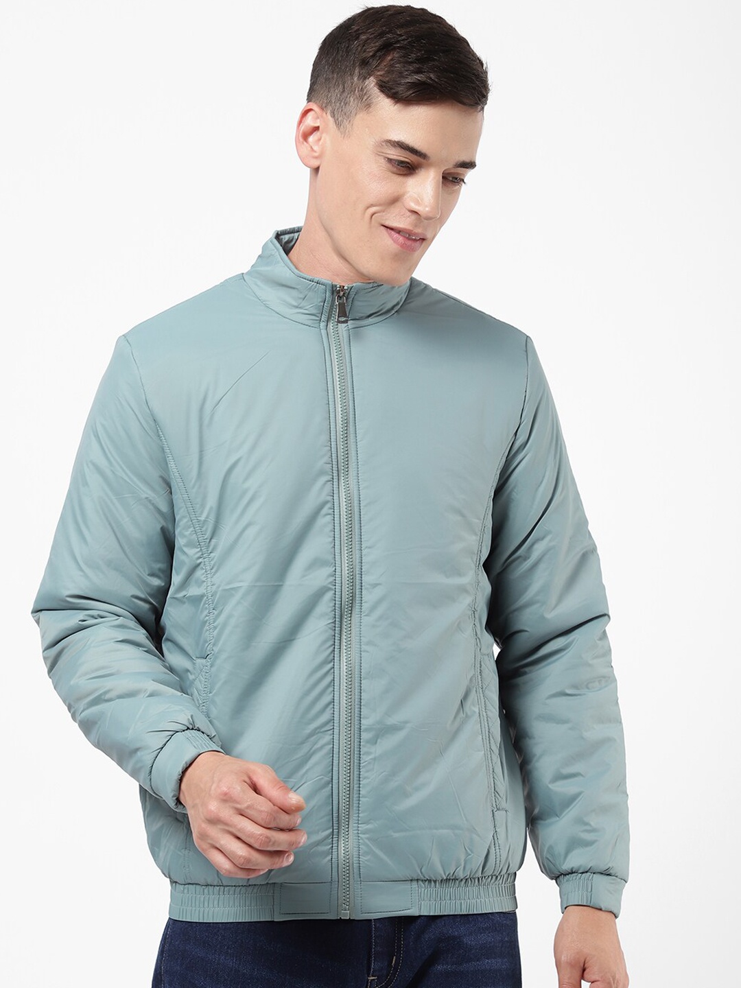 R&B Men Blue Bomber Cotton Jacket