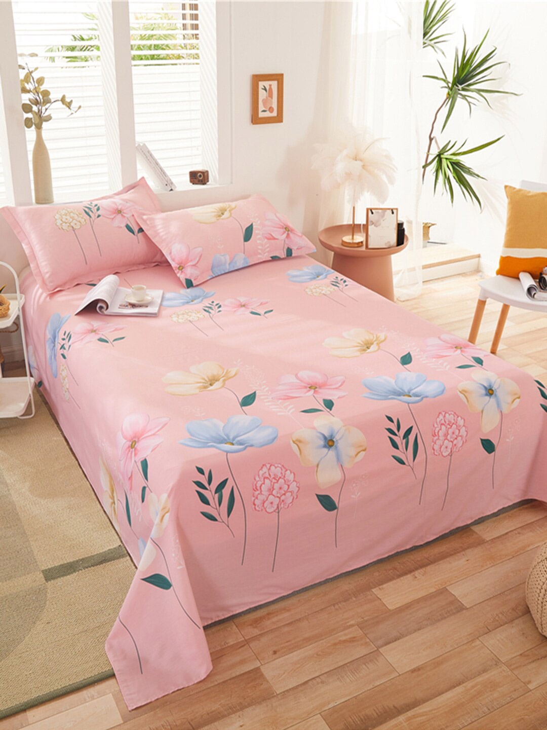JC Collection Pink & Blue Floral 200 TC Pure Cotton Queen Bedsheet with 2 Pillow Covers
JC Collection Pink & Blue Floral 200 TC Pure Cotton Queen Bedsheet with 2 Pillow Covers