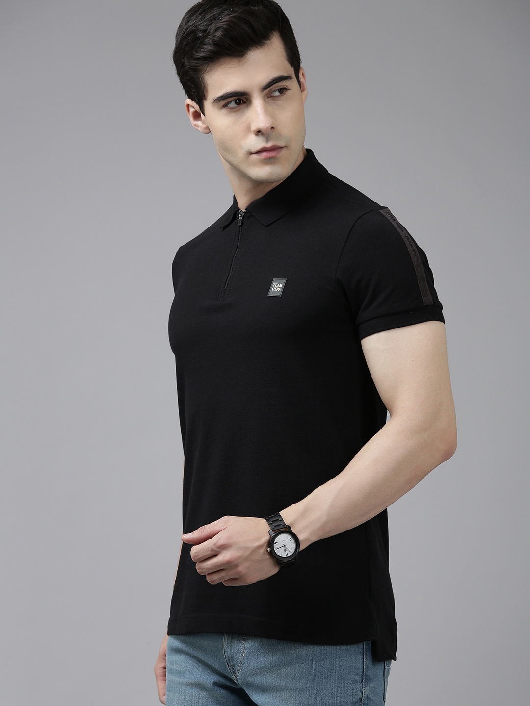 U.S. Polo Assn. Denim Co. Men Solid Polo Collar Applique Knitted Slim Fit T-shirt, Black
U.S. Polo Assn. Denim Co. Men Solid Polo Collar Applique Knitted Slim Fit T-shirt, Black