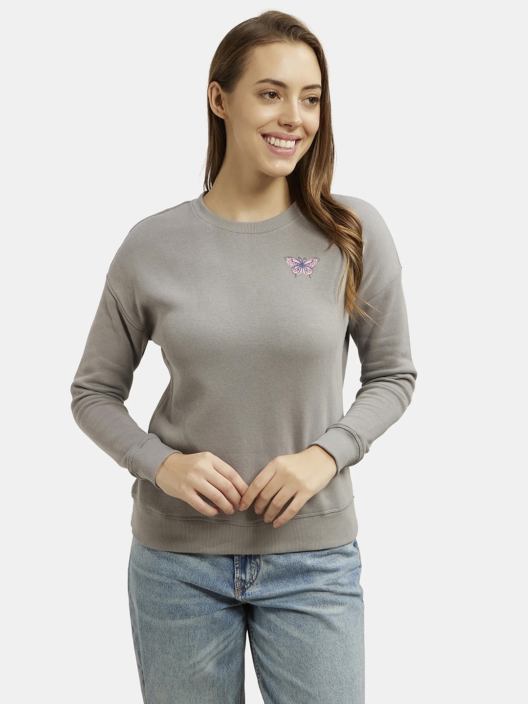 Jockey Super Combed Cotton Round Neck Printed Sweatshirt with Drop Shoulder Styling -U109, Grey
Jockey Super Combed Cotton Round Neck Printed Sweatshirt with Drop Shoulder Styling -U109, Grey