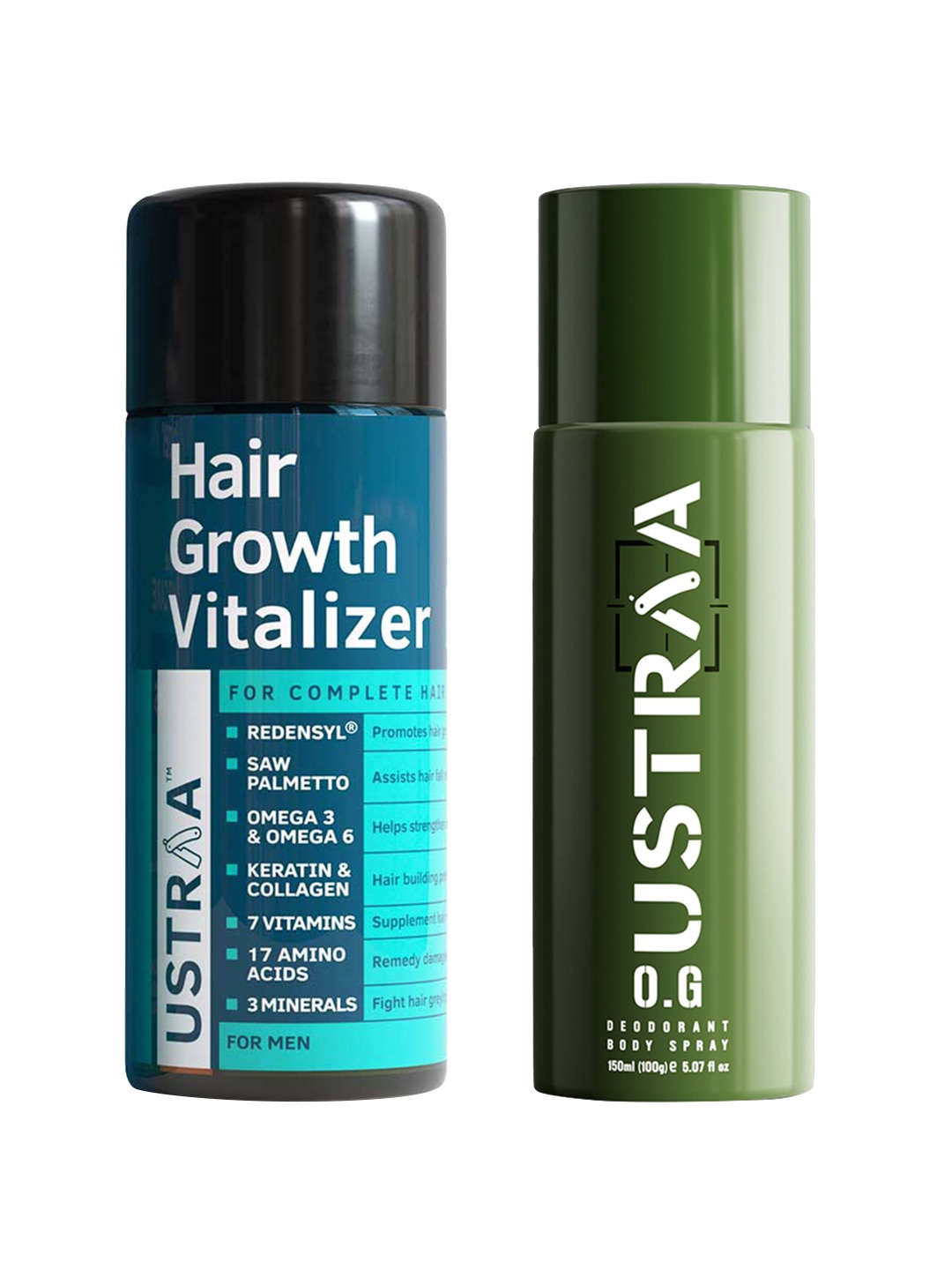 Ustraa Men Set of O.G. Deodorant Body Spray 150 ml + Hair Growth Vitalizer 100 ml, Blue
Ustraa Men Set of O.G. Deodorant Body Spray 150 ml + Hair Growth Vitalizer 100 ml, Blue