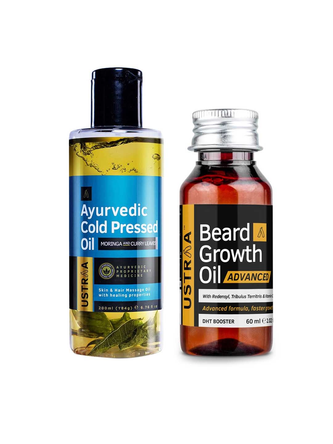 Ustraa Men Set of Ayurvedic Cold Pressed Oil 200 ml + Advanced Beard Growth Oil 60 ml, Green
Ustraa Men Set of Ayurvedic Cold Pressed Oil 200 ml + Advanced Beard Growth Oil 60 ml, Green