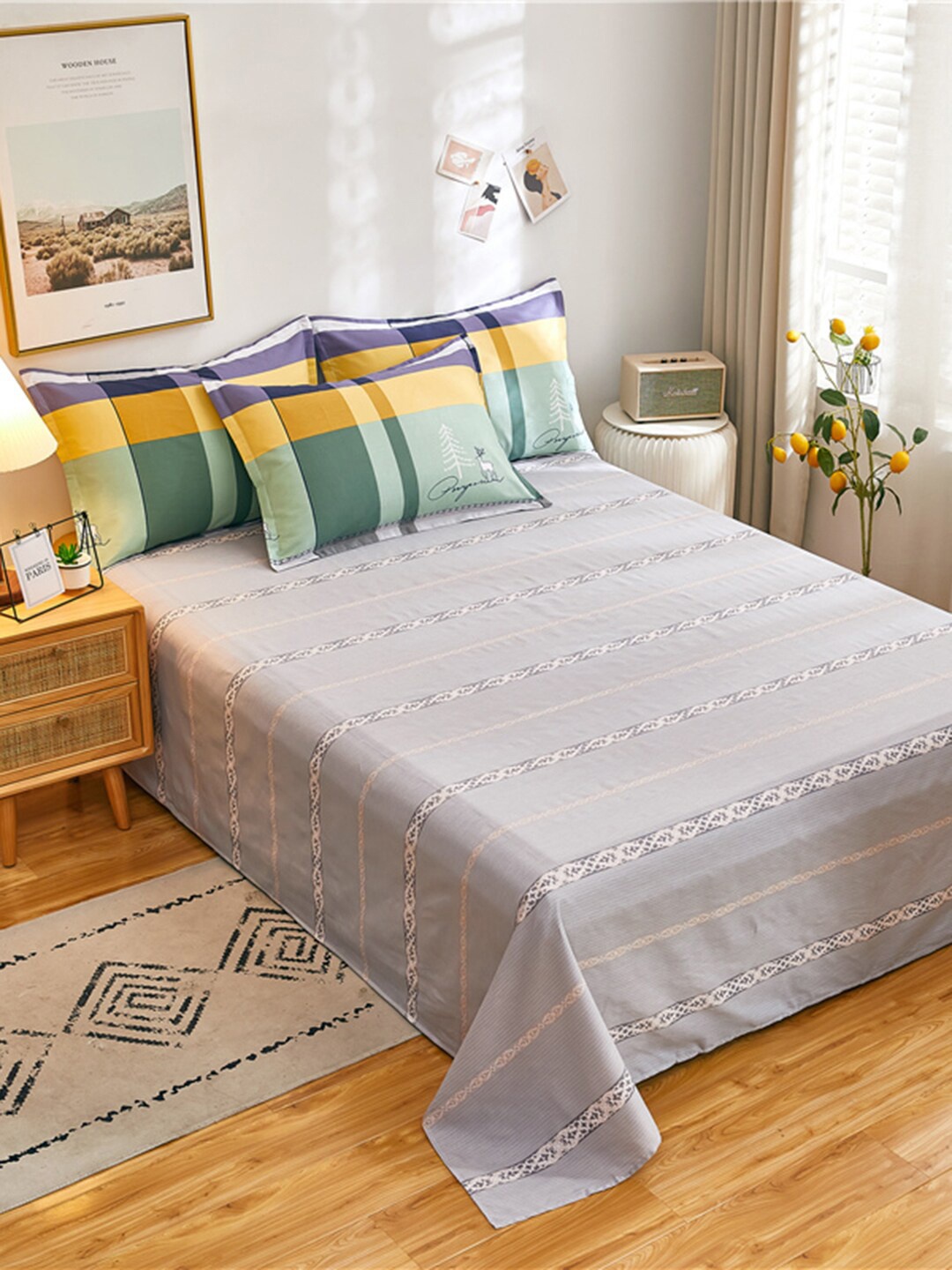 JC Collection Blue & Green Printed Pure Cotton Bedding Set & 2 Pillow Covers & Quilt Cover
JC Collection Blue & Green Printed Pure Cotton Bedding Set & 2 Pillow Covers & Quilt Cover