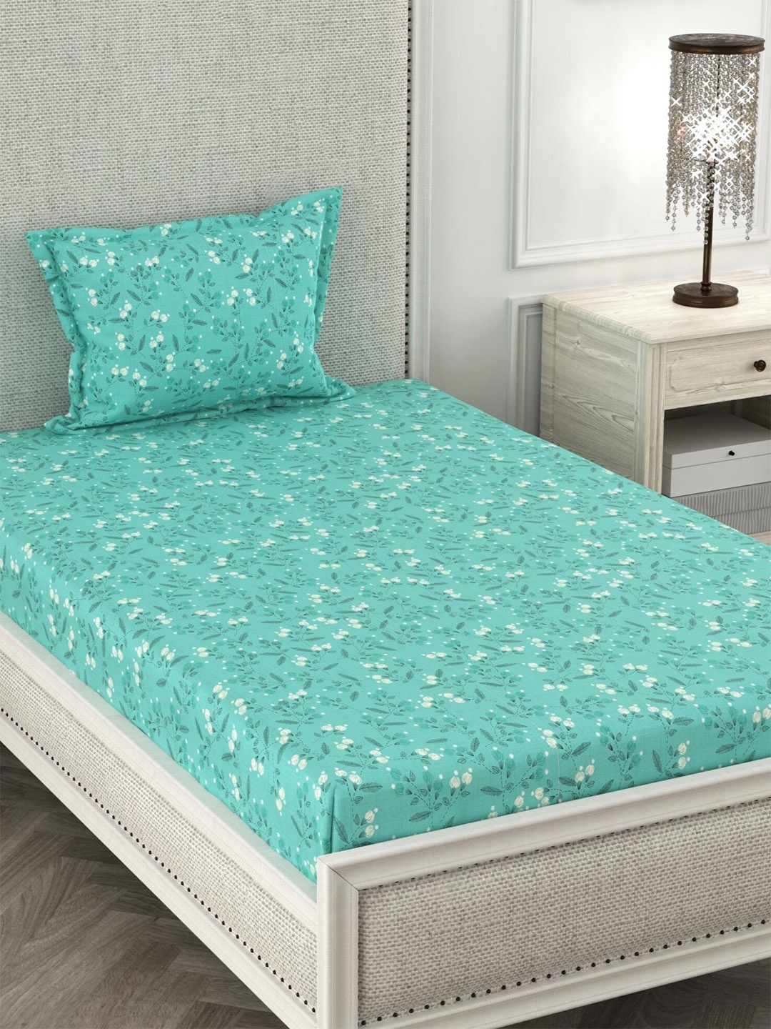 CHHAVI INDIA Sea Green & White Floral 210 TC Single Bedsheet with 1 Pillow Covers
CHHAVI INDIA Sea Green & White Floral 210 TC Single Bedsheet with 1 Pillow Covers