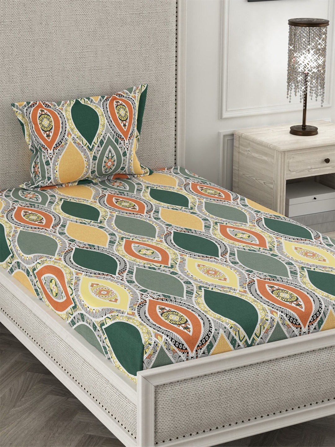 CHHAVI INDIA Olive Green & Yellow Ethnic Motifs 210 TC Single Bedsheet with 1 Pillow Covers
CHHAVI INDIA Olive Green & Yellow Ethnic Motifs 210 TC Single Bedsheet with 1 Pillow Covers