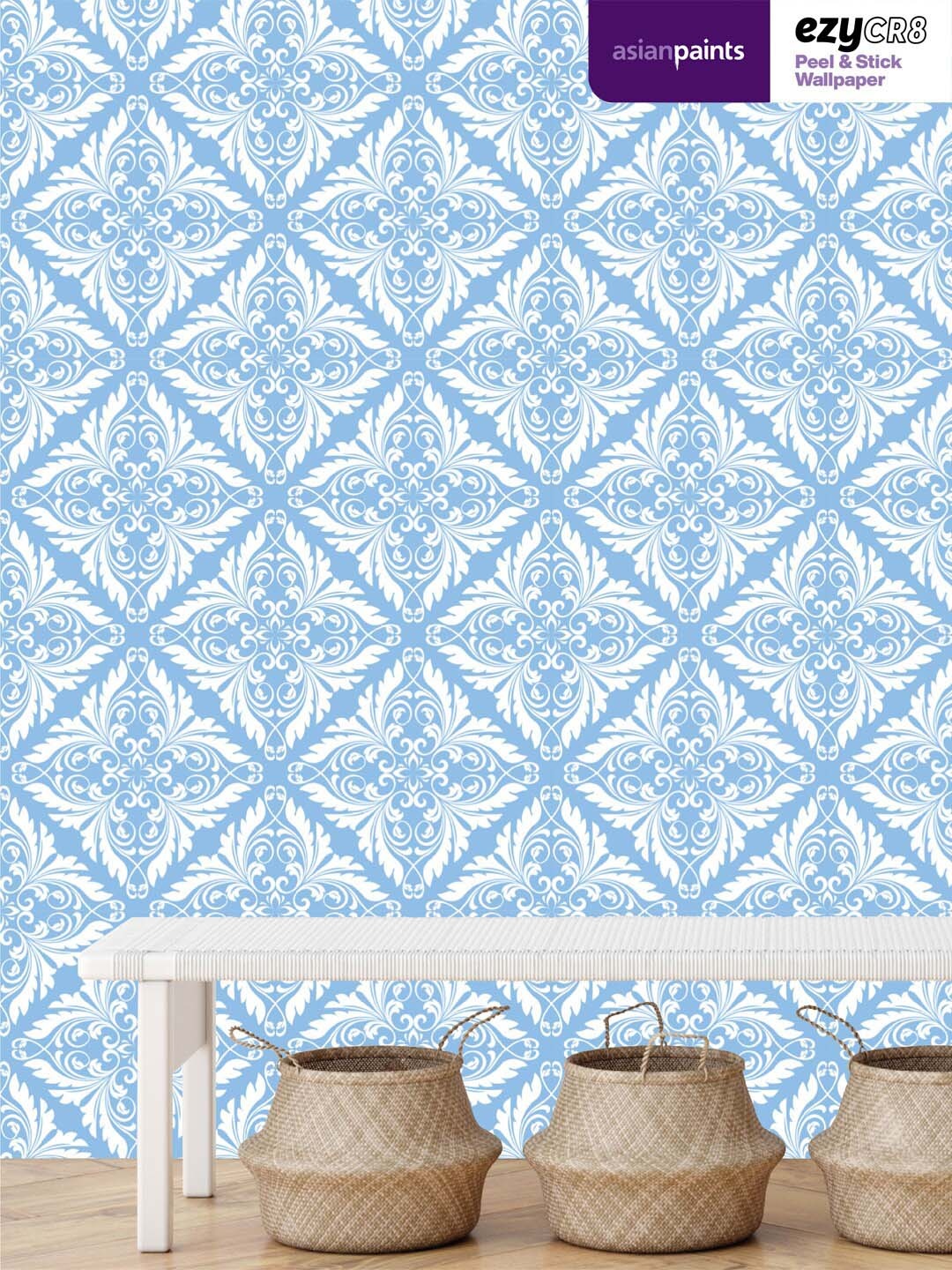 Asian Paints Blue & White Peel & Stick Self Adhesive Wallpaper
