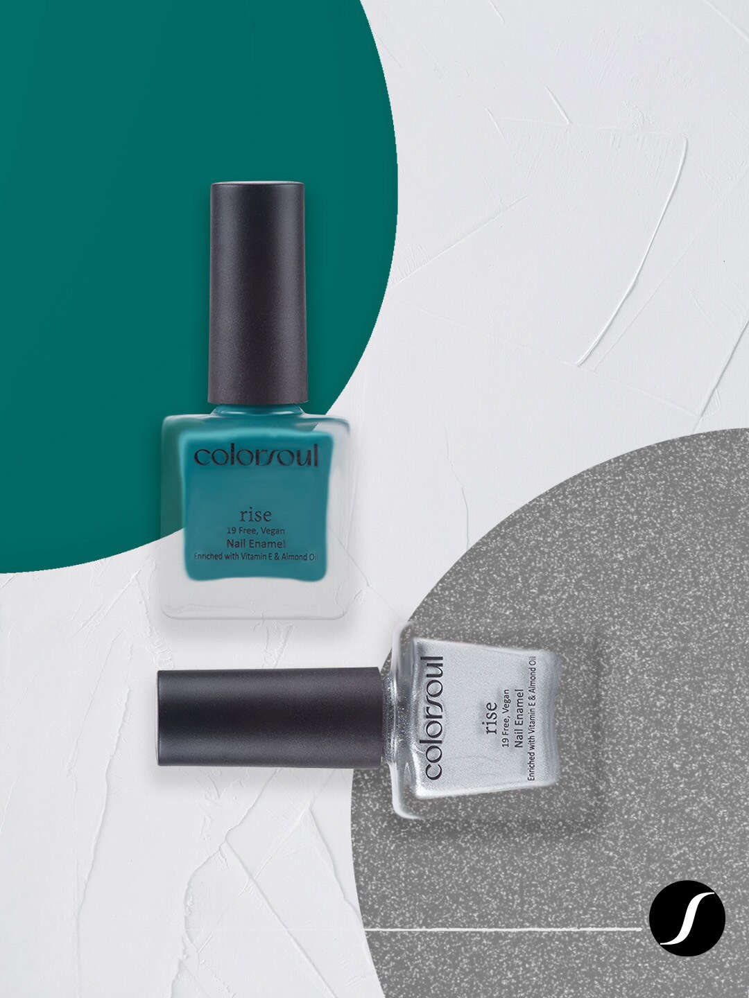 Colorsoul Set Of 2 Rise Nail Enamel - Teal Evoke & Silver Glimmer - 8ml