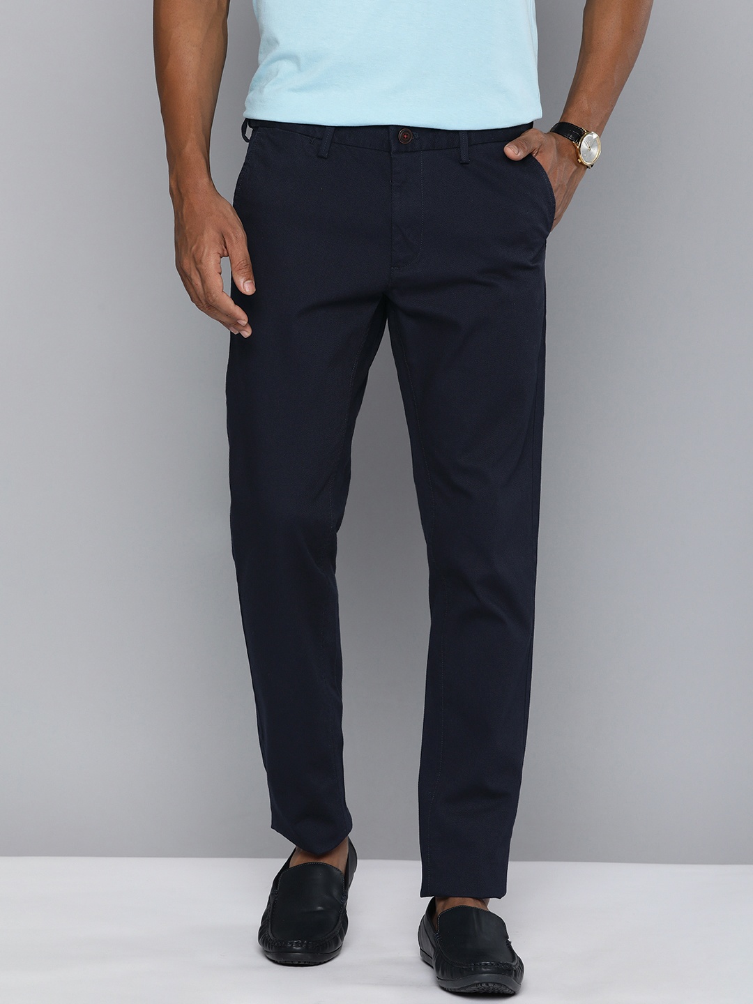 Indian Terrain Men Self Design Textured Brooklyn Slim Fit Chinos Trousers, Navy blue
Indian Terrain Men Self Design Textured Brooklyn Slim Fit Chinos Trousers, Navy blue