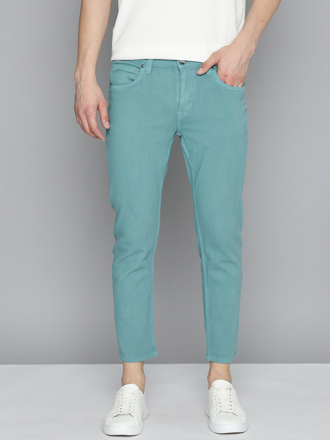 Mast & Harbour Men Slim Tapered Fit Stretchable Jeans, Turquoise blue 
Mast & Harbour Men Slim Tapered Fit Stretchable Jeans, Turquoise blue