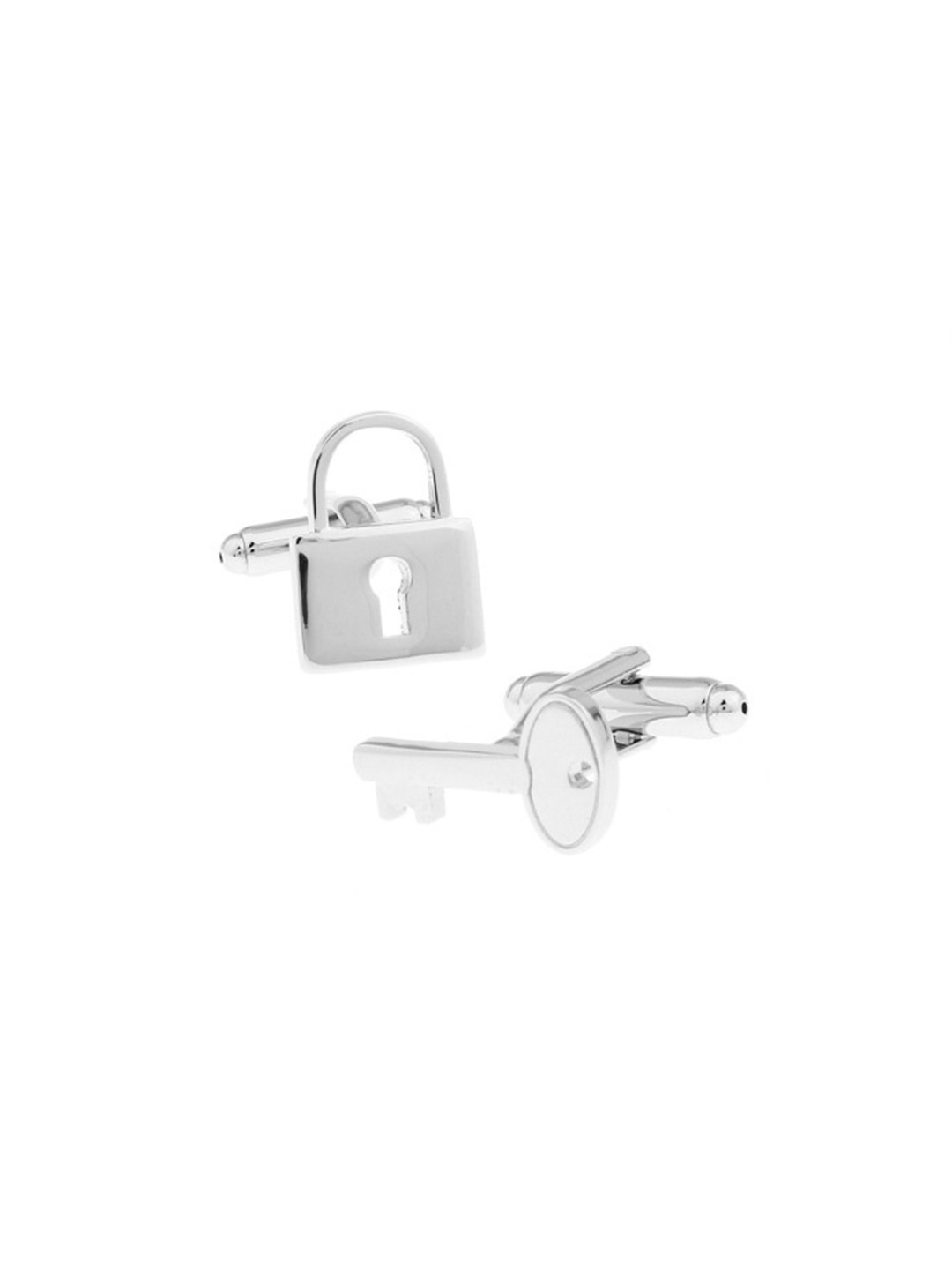 The Tie Hub Men Silver-Toned Lock & Key Cufflinks