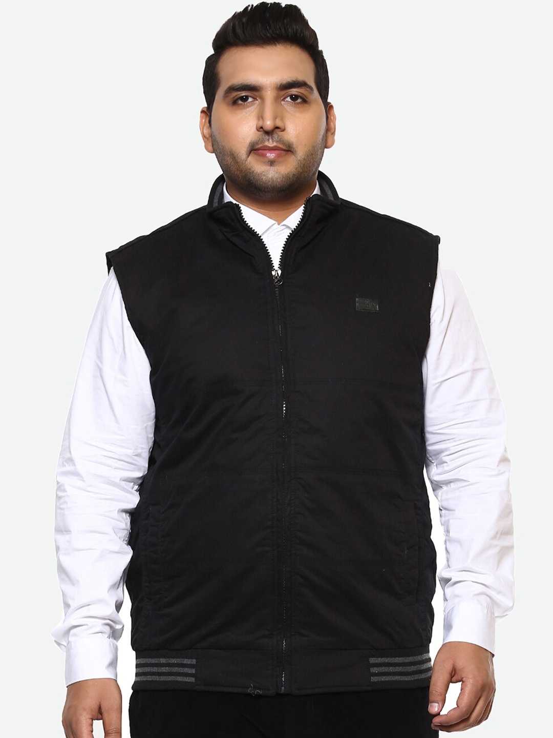 John Pride Plus Size Men Black Cotton Padded Jacket