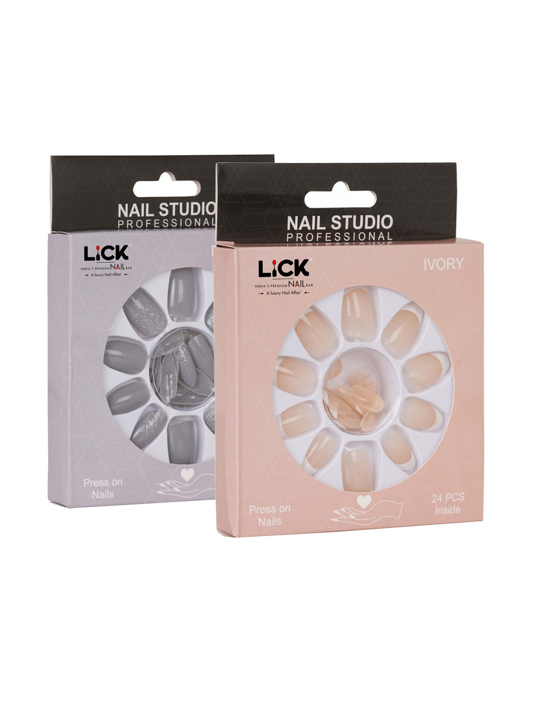 LICK Set Of 2 Fake Reusable Acrylic Press On Nails Extension With Quick Dry Nail Glue - 24 Pcs Each, Grey
LICK Set Of 2 Fake Reusable Acrylic Press On Nails Extension With Quick Dry Nail Glue - 24 Pcs Each, Grey