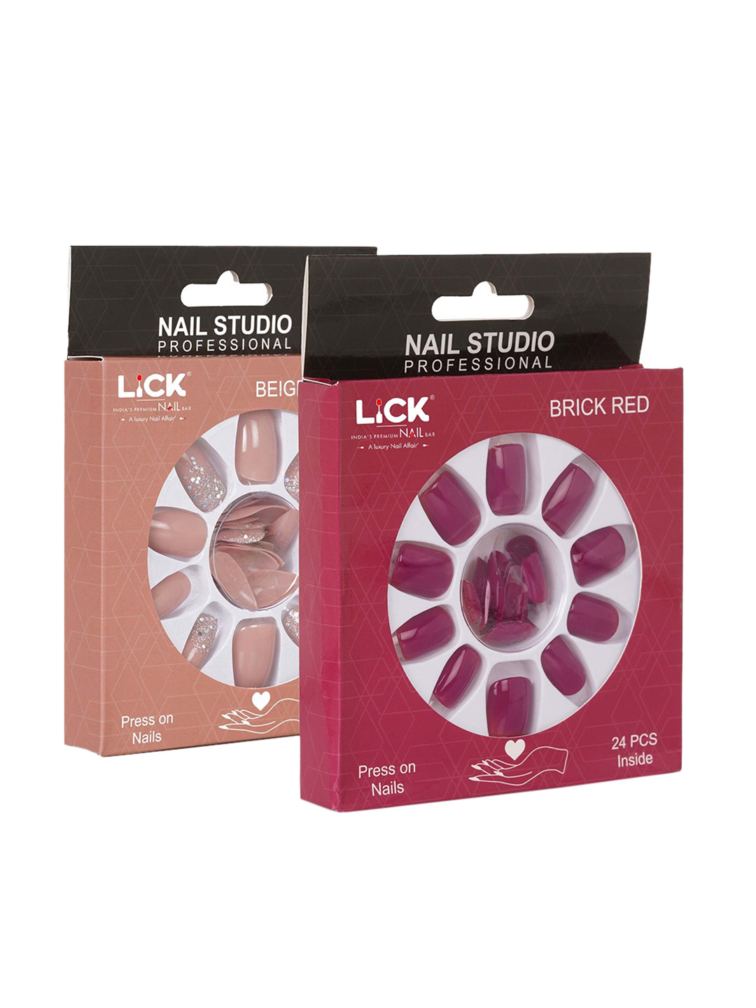 LICK Set Of 2 False Fake Reusable Acrylic Press on Nails With Quick Dry Nail Glue, Red
LICK Set Of 2 False Fake Reusable Acrylic Press on Nails With Quick Dry Nail Glue, Red