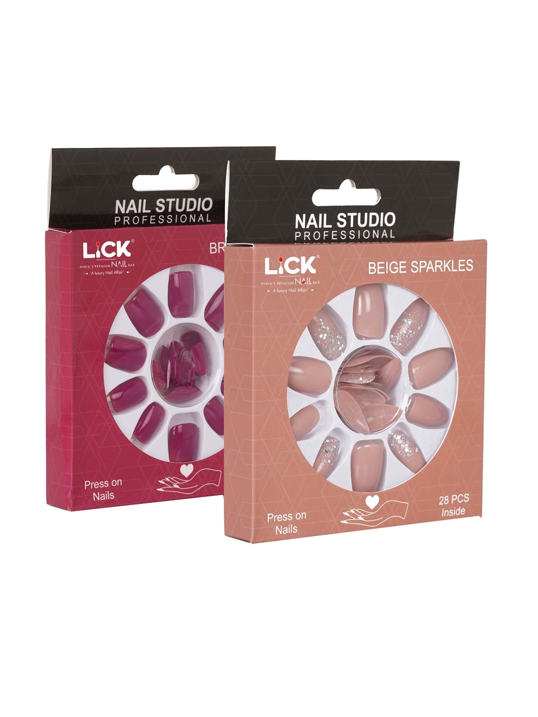 LICK Set Of 2 Reusable Fake Acrylic Press On Nail Extensions With Quick Dry Nail Glue, Beige
LICK Set Of 2 Reusable Fake Acrylic Press On Nail Extensions With Quick Dry Nail Glue, Beige