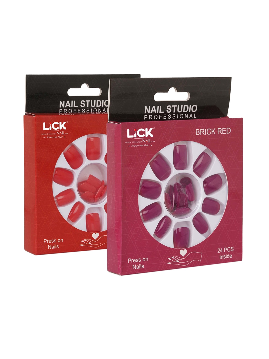 LICK Set Of 2 False Fake Reusable Acrylic Press on Nails With Quick Dry Nail Glue - Brick Red, True Red
LICK Set Of 2 False Fake Reusable Acrylic Press on Nails With Quick Dry Nail Glue - Brick Red, True Red