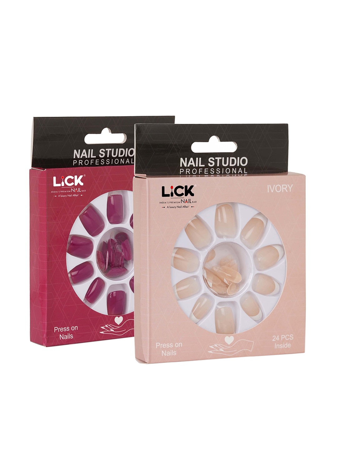 LICK Set Of 2 False Fake Reusable Acrylic Press on Nails With Quick Dry Nail Glue - Ivory, Brick Red, Beige
LICK Set Of 2 False Fake Reusable Acrylic Press on Nails With Quick Dry Nail Glue - Ivory, Brick Red, Beige
