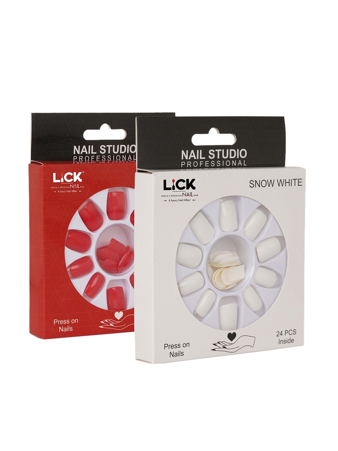 LICK Set Of 2 False Fake Reusable Acrylic Press on Nails With Quick Dry Nail Glue - Snow White, True Red
LICK Set Of 2 False Fake Reusable Acrylic Press on Nails With Quick Dry Nail Glue - Snow White, True Red
