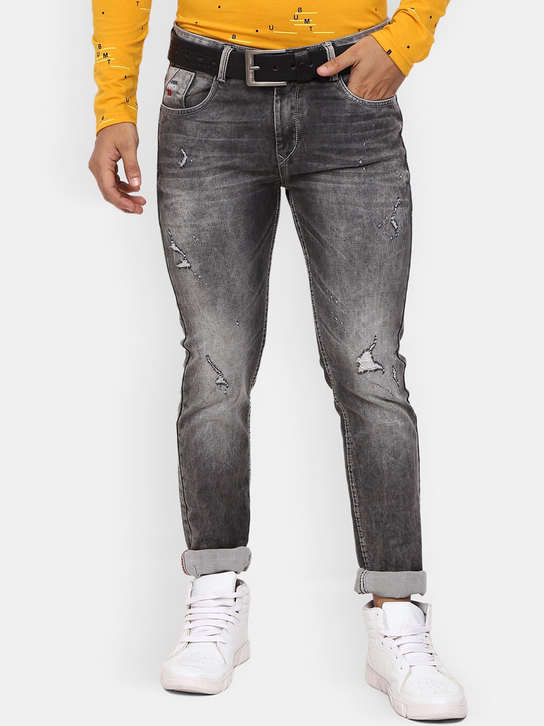 V-Mart Men Grey Classic Slim Fit Mildly Distressed Heavy Fade Cuffed Hem Cotton Jeans
V-Mart Men Grey Classic Slim Fit Mildly Distressed Heavy Fade Cuffed Hem Cotton Jeans