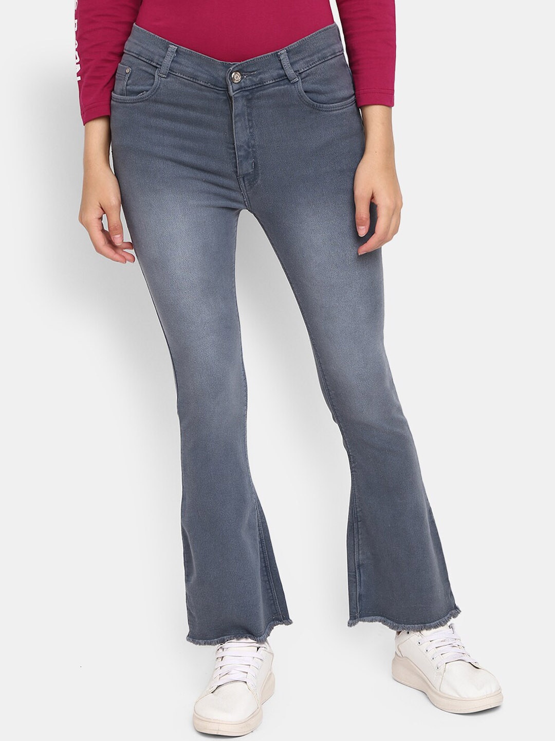 V-Mart Women Grey Heavy Fade Classic Cotton Jeans