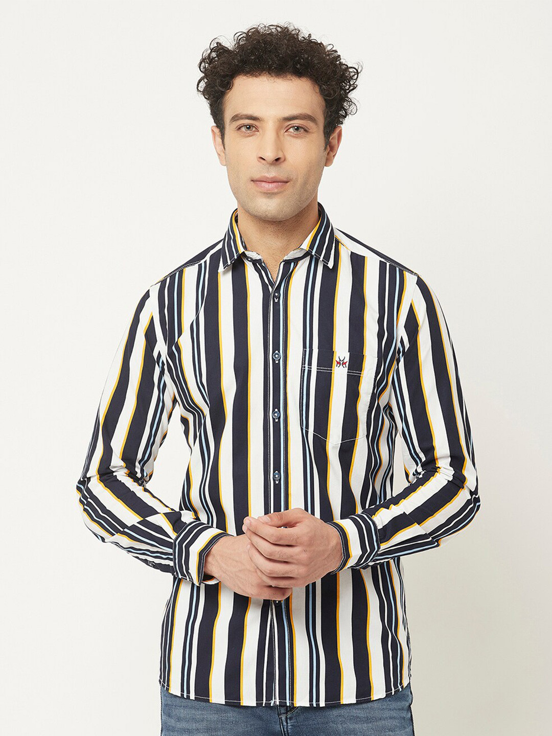 Crimsoune Club Men White Slim Fit Striped Casual Cotton Shirt
Crimsoune Club Men White Slim Fit Striped Casual Cotton Shirt