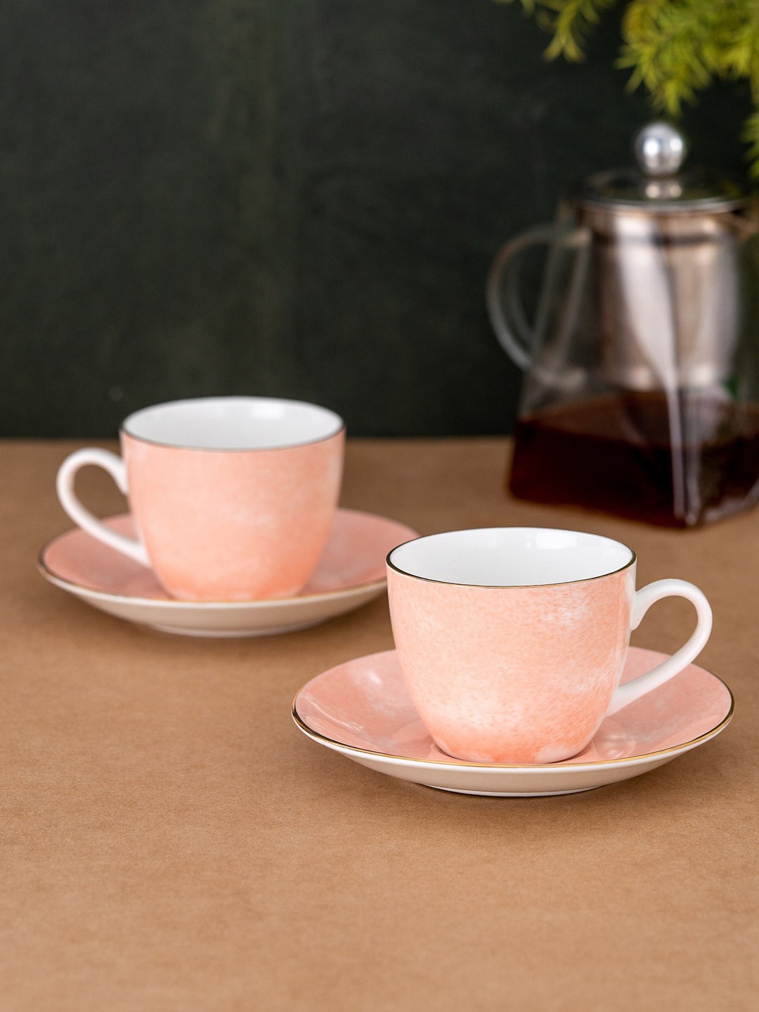 CLAY CRAFT Pink & White Set of 12 Dishwasher Safe Ceramic Cups and Saucers 180 ml Each
CLAY CRAFT Pink & White Set of 12 Dishwasher Safe Ceramic Cups and Saucers 180 ml Each