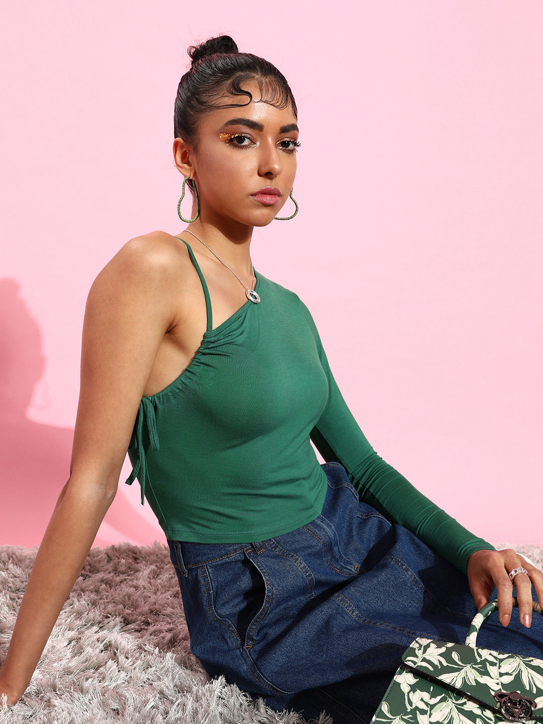 The Roadster Lifestyle Co. Dusty Green Solid Pure Cotton Party Lity Pattern Play Crop Top
The Roadster Lifestyle Co. Dusty Green Solid Pure Cotton Party Lity Pattern Play Crop Top