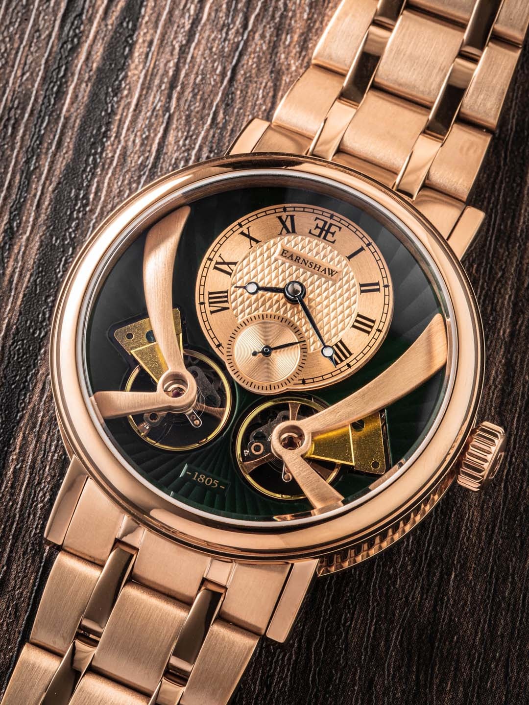 EARNSHAW Men Black Dial & Rose Gold Toned Straps Analogue Automatic Watch- ES-8059-22
EARNSHAW Men Black Dial & Rose Gold Toned Straps Analogue Automatic Watch- ES-8059-22