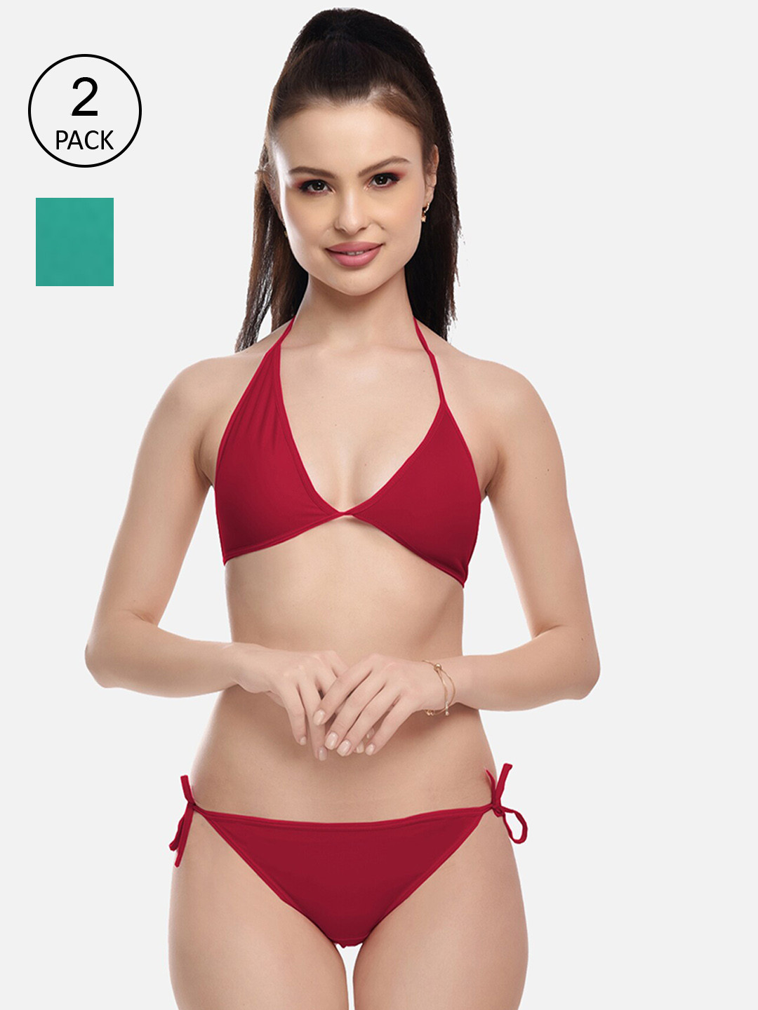 FIMS Women Maroon & Green Pack Of 2 Solid Lingerie Set
FIMS Women Maroon & Green Pack Of 2 Solid Lingerie Set