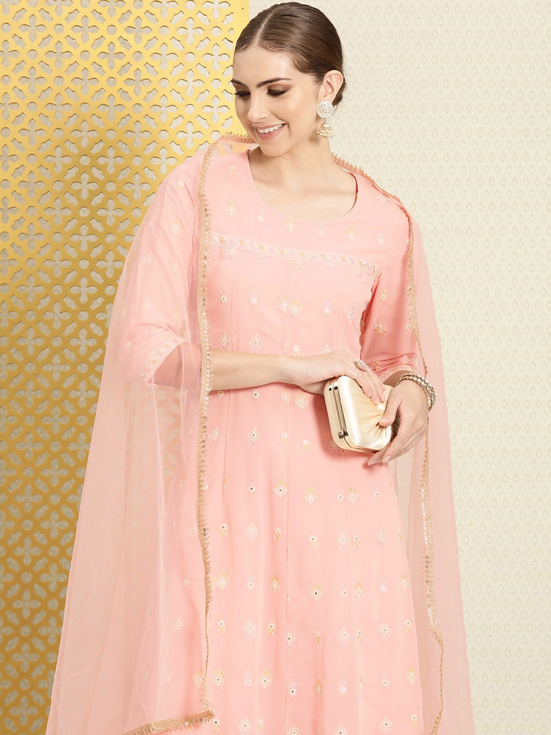 House of Pataudi Women Ethnic Motifs Mirror Work Jashn Kurta with Pyjamas & With Dupatta, Pink
House of Pataudi Women Ethnic Motifs Mirror Work Jashn Kurta with Pyjamas & With Dupatta, Pink