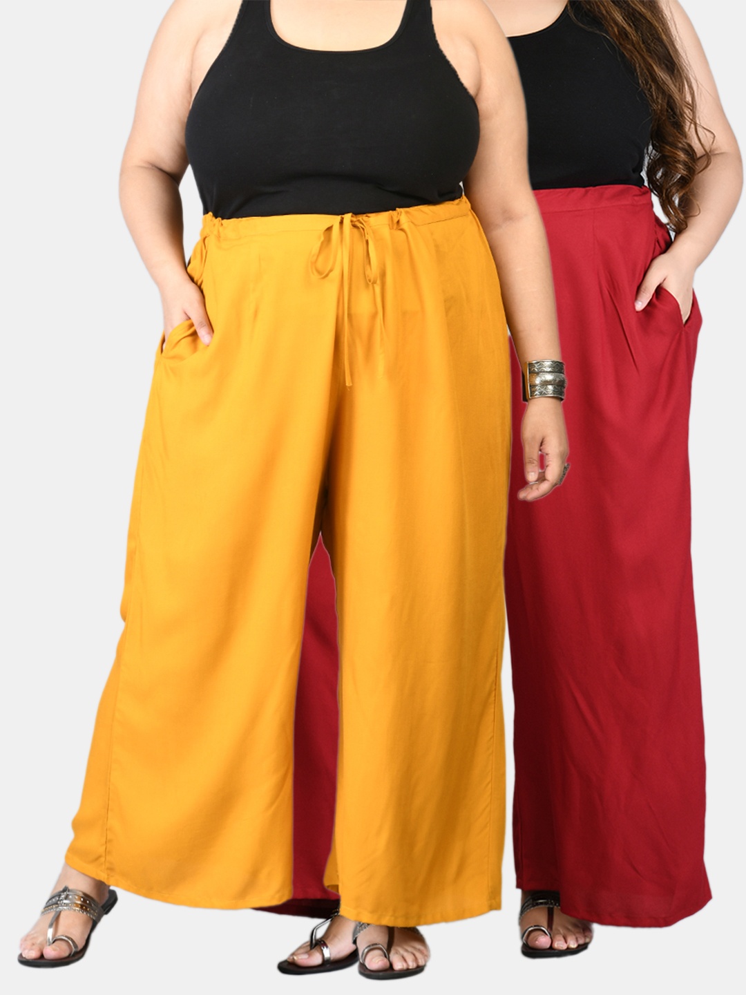 PrettyPlus by Desinoor com Women Plus Size Pack Of 2 Maroon & Mustard Yellow Palazzos
PrettyPlus by Desinoor com Women Plus Size Pack Of 2 Maroon & Mustard Yellow Palazzos