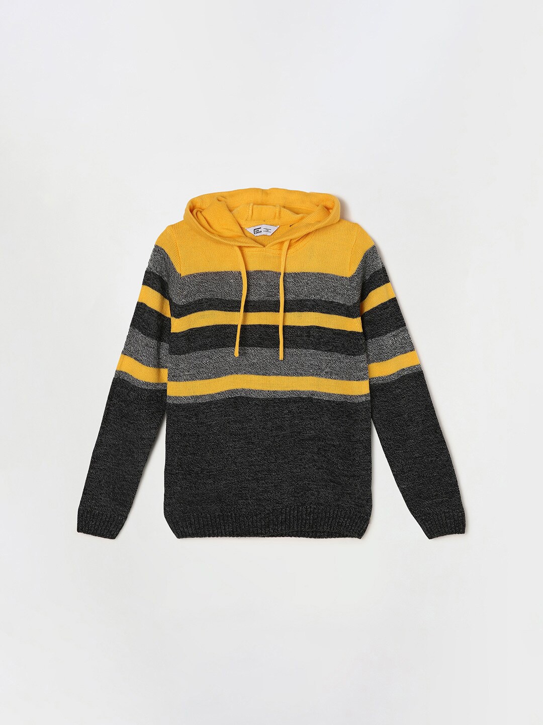 Fame Forever by Lifestyle Boys Black & Yellow Striped Acrylic Hooded Pullover Sweater
Fame Forever by Lifestyle Boys Black & Yellow Striped Acrylic Hooded Pullover Sweater